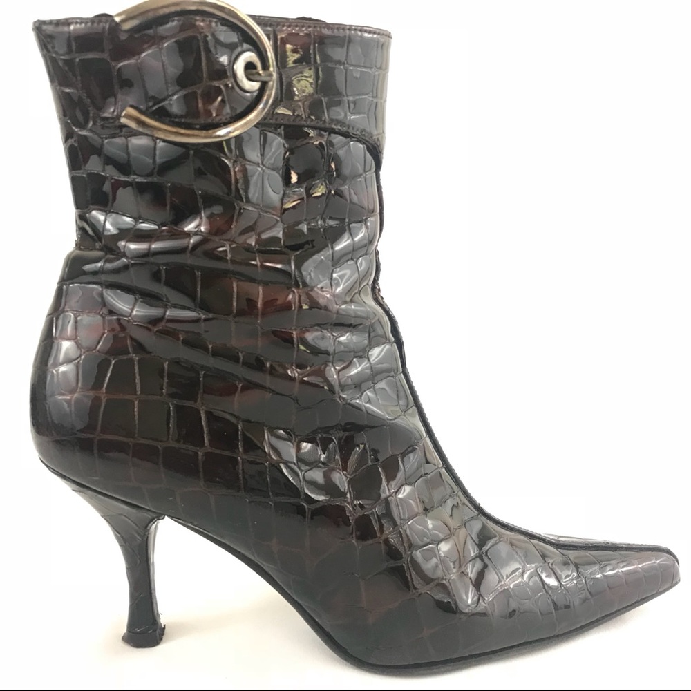 Stuart Weitzman Brown Zip Up Ankle Boots Heel 7.5M